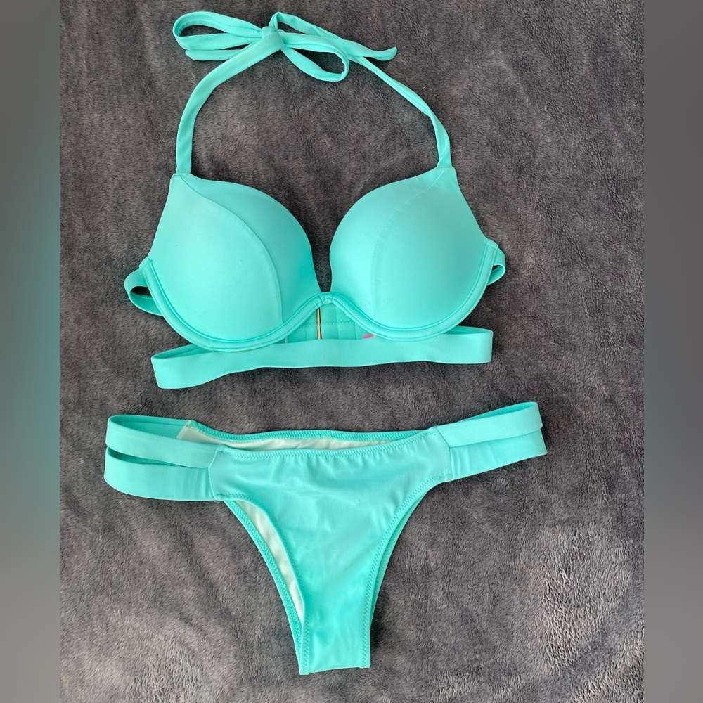 Victoria's Secret Turquoise Hottie Halter and the Itsy Bikini Set